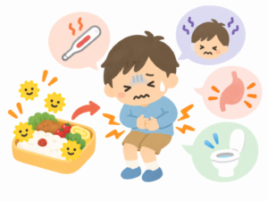 生の鶏肉を水で洗うと水はねで周囲へ菌が広がるおそれを示したイラスト