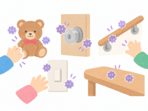 RSウイルスが付着する可能性があるおもちゃや共用品